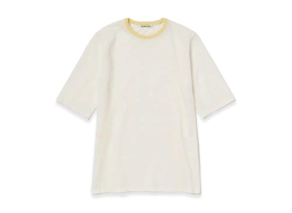 AURALEE Women's Hard Twist High Gauge Wool Silk Knit Tee "White"