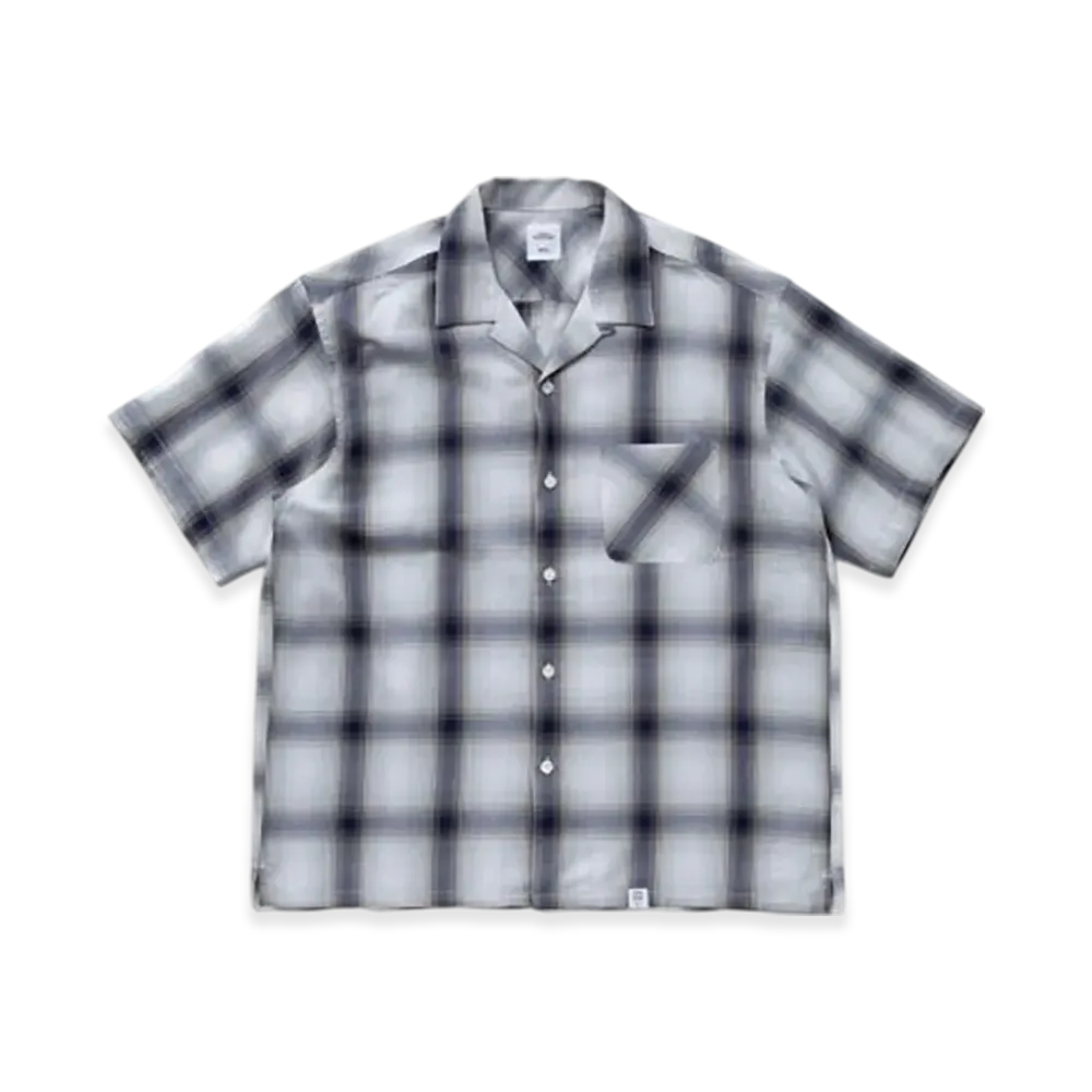 BEDWIN & THE HEARTBREAKERS S/S Open Collar Check Shirt Krasinski "Navy"