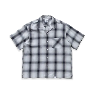 BEDWIN & THE HEARTBREAKERS S/S Open Collar Check Shirt Krasinski "Navy"