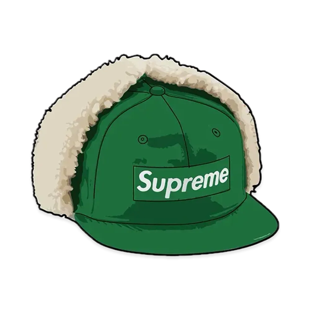 Supreme Leather Earflap Box Logo New Era "Green"