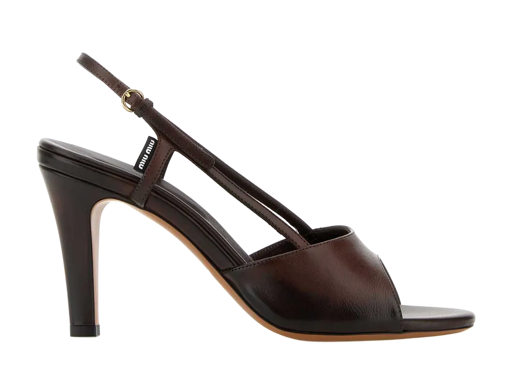 MIU MIU Women's Leather Sandals "Brown"