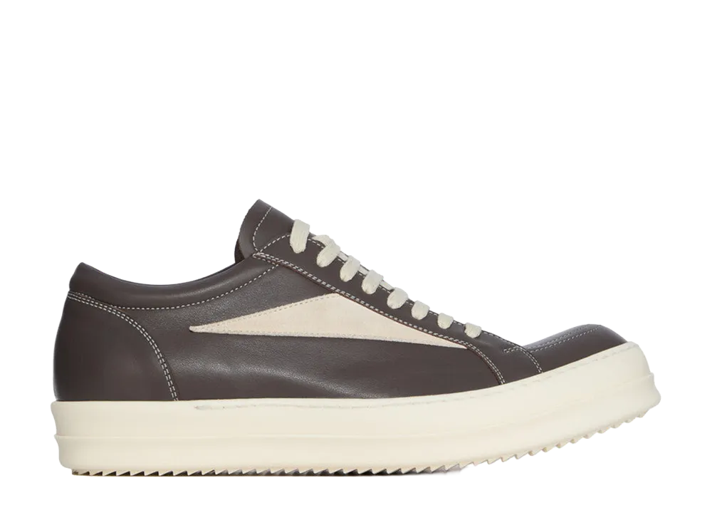 Rick Owens SS26 Vintage Sneaks Full Grain Cow Leather And Suede Leather "Darkdust/Milk"
