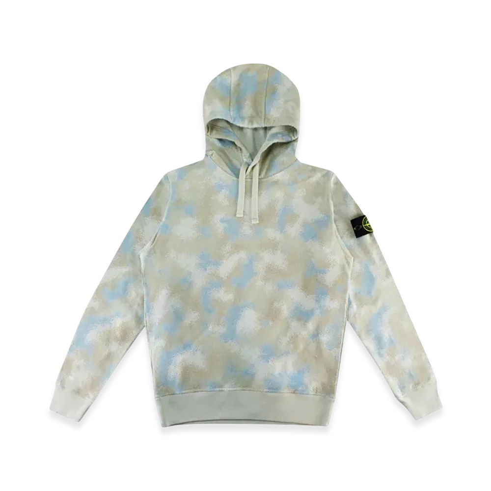 Stone Island 668E5 Camo Devore Popover Hoodie - 20SS "Dove Grey"