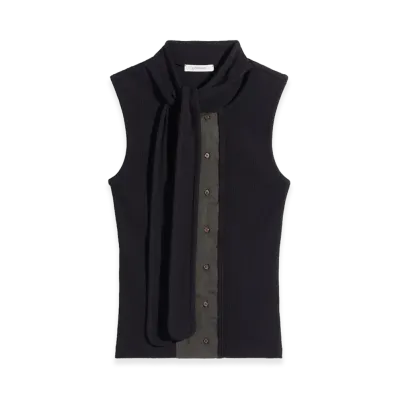 LEMAIRE Women's Jersey Asymmetric Fit Top "Black"