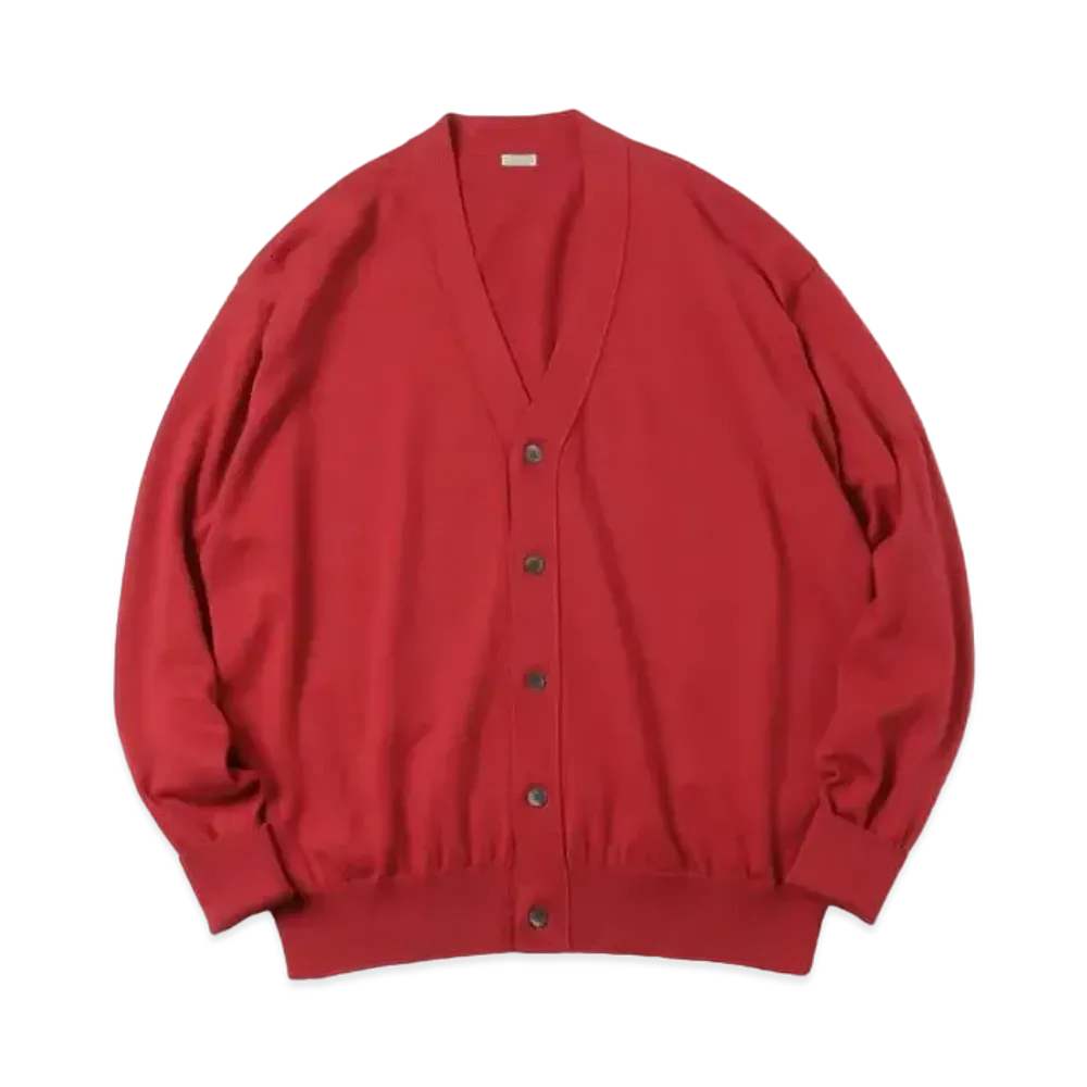 A.PRESSE Cotton Knit Cardigan "Red"