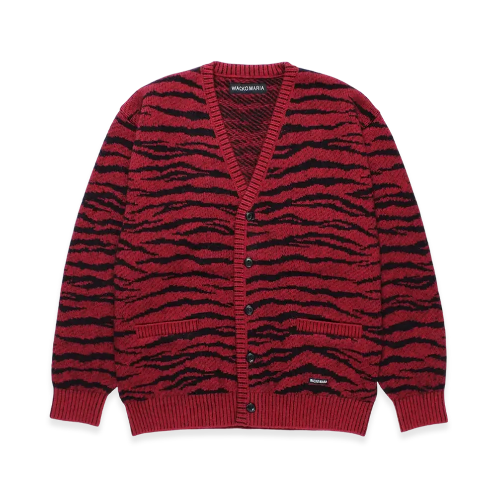 WACKO MARIA Tiger Mohair Jacquard Knit Cardigan "Red"