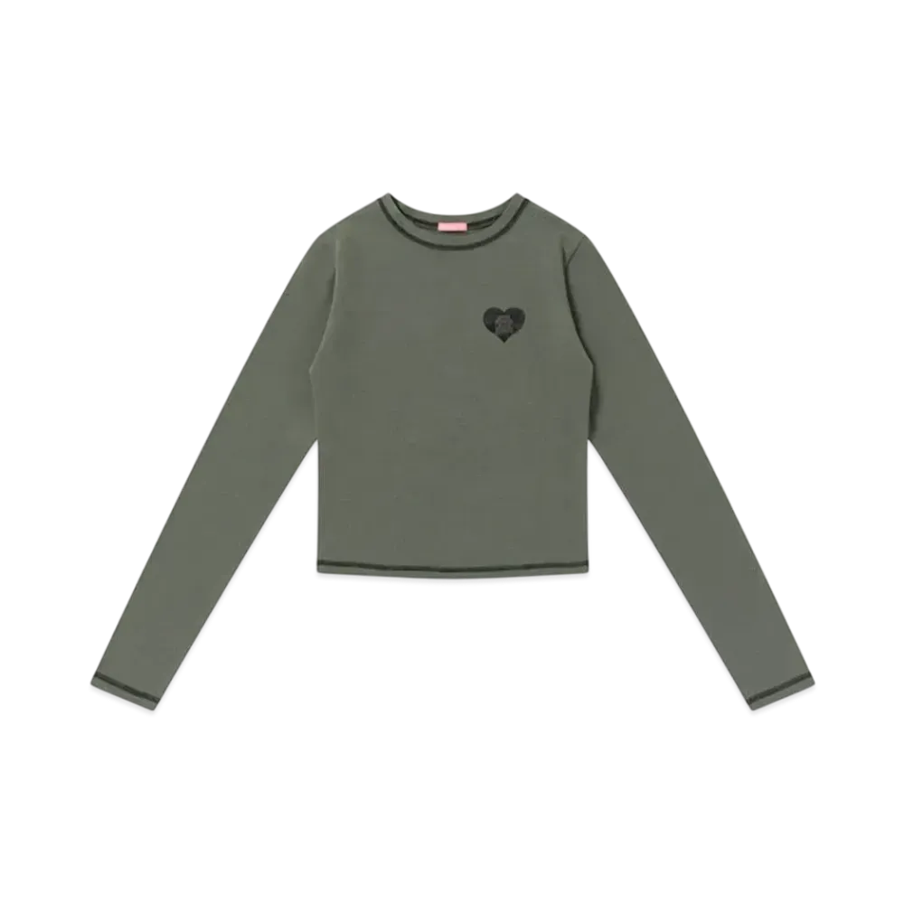 BlackEyePatch Og Heart Cropped L/S Tee "Olive"
