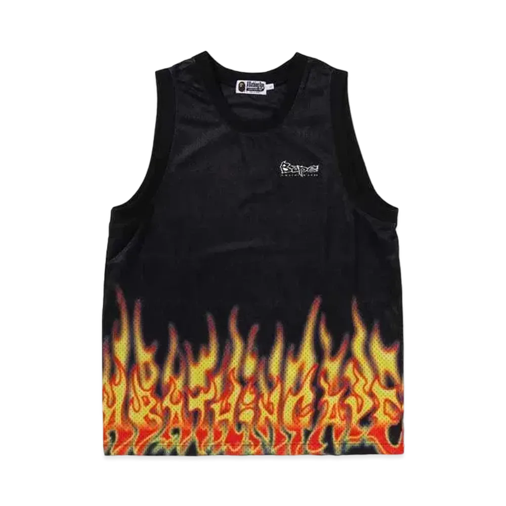 A BATHING APE Flame Mesh Vest "Black"