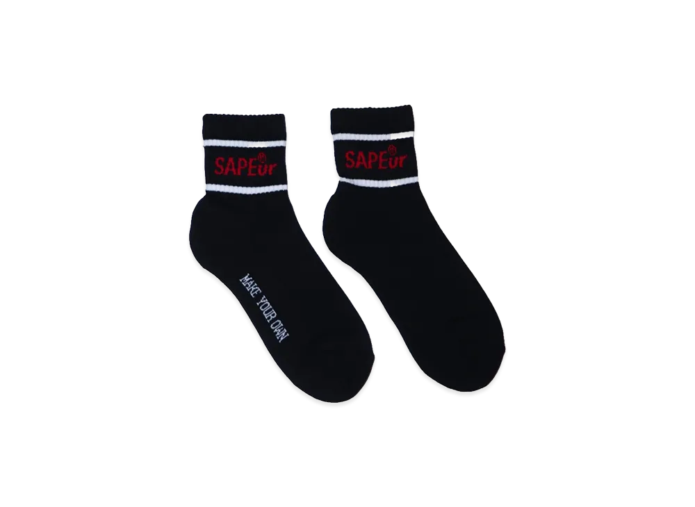 SAPEur Short Length Socks Red Logo Line Socks "Black"