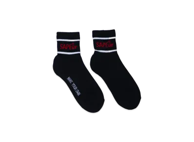 SAPEur Short Length Socks Red Logo Line Socks "Black"