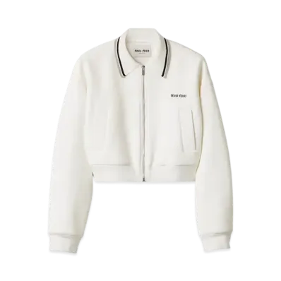 MIUMIU Women's Bonded Pique and Technical Jersey Blouson Jacket "White"