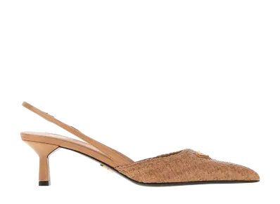 PRADA Women's Leather Slingback Pumps "Sand Beige"