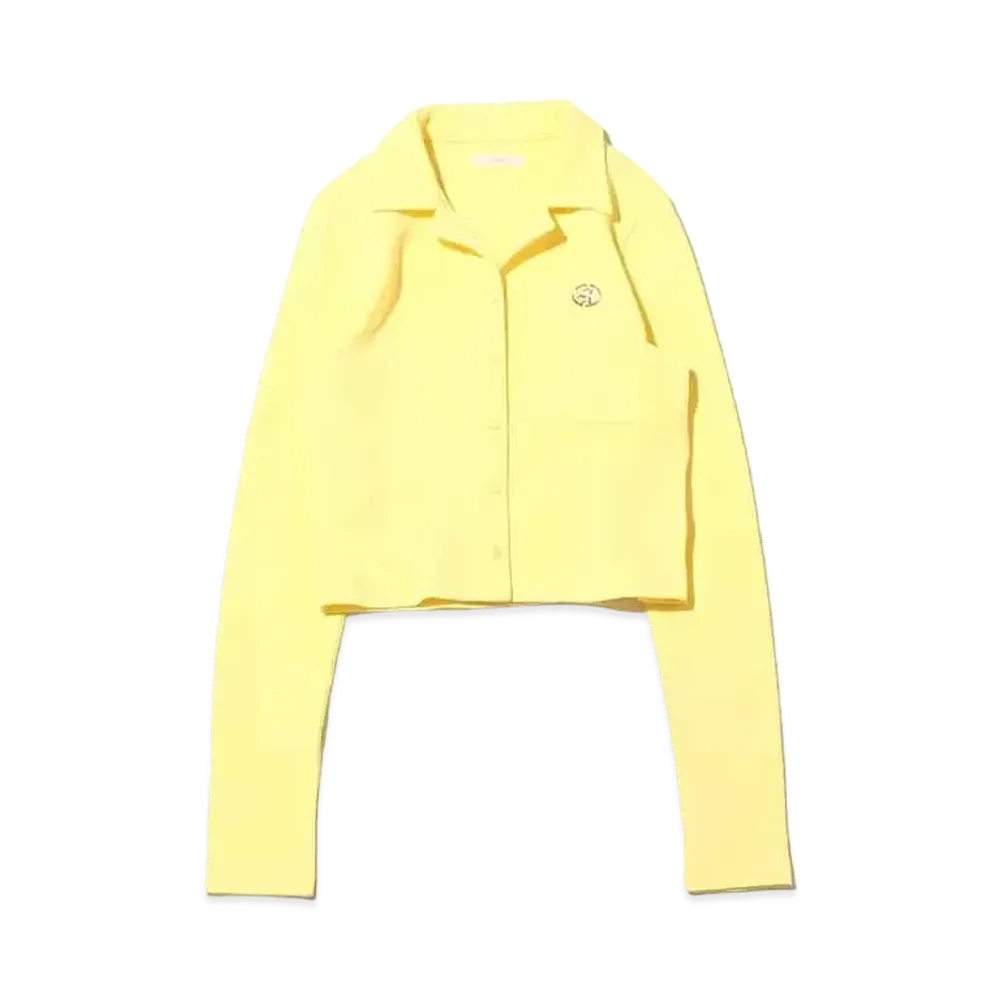 atmos pink Front Button Open Collar Tops "Yellow"