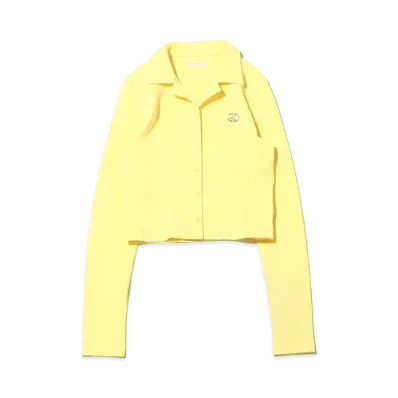 atmos pink Front Button Open Collar Tops "Yellow"