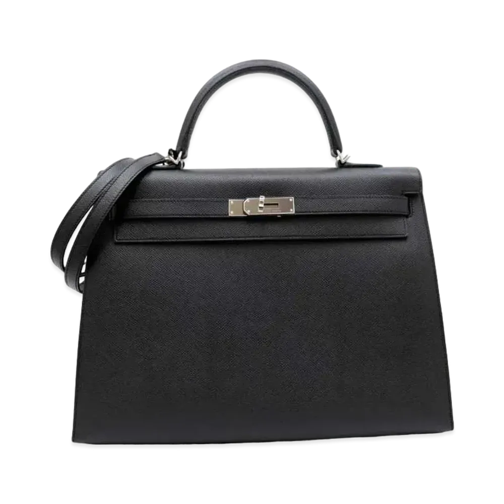 Hermes Kelly Sellier Epsom "Noir/Silver"