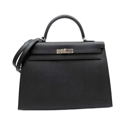 Hermes Kelly Sellier Epsom "Noir/Silver"