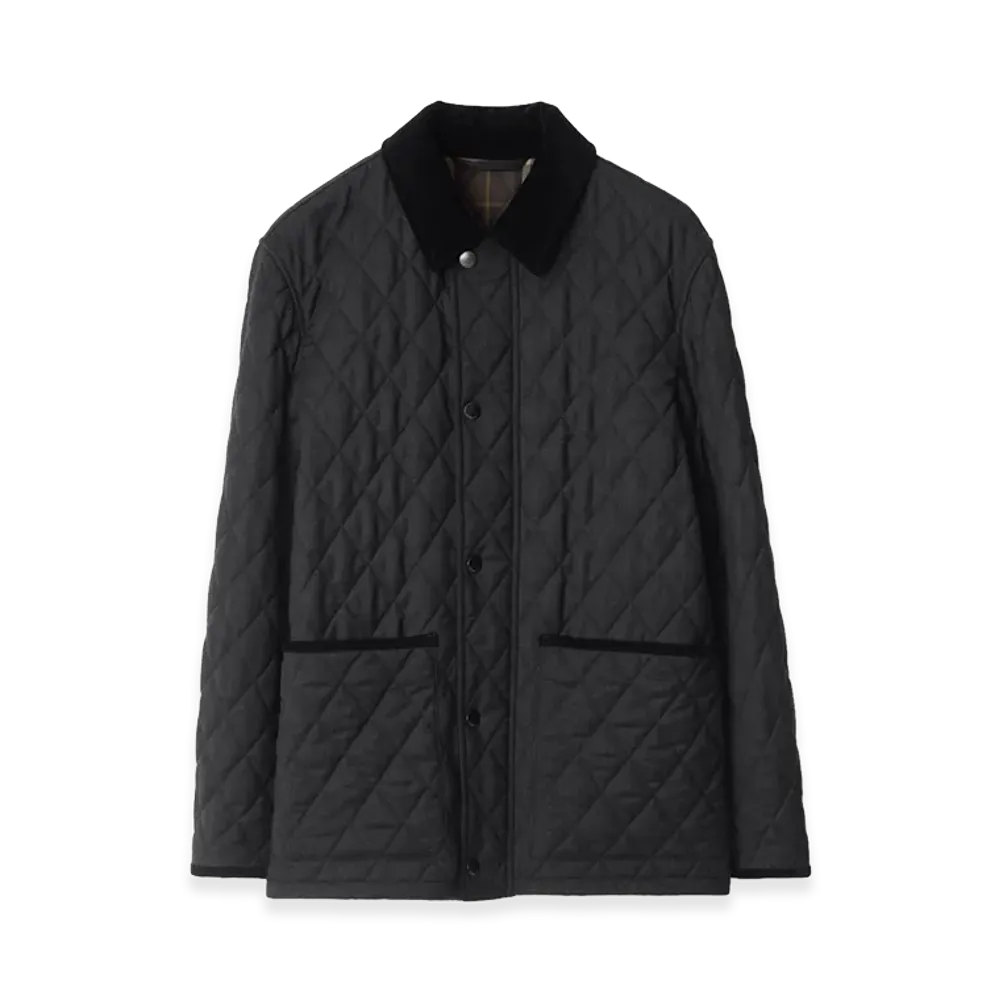 Burberry Quilted Wool Barn Jacket "Charcoal Grey"