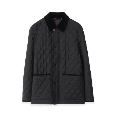 Burberry Quilted Wool Barn Jacket "Charcoal Grey"