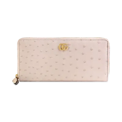 GUCCI Ostrich Zip Around Wallet "Light Pink Ostrich"