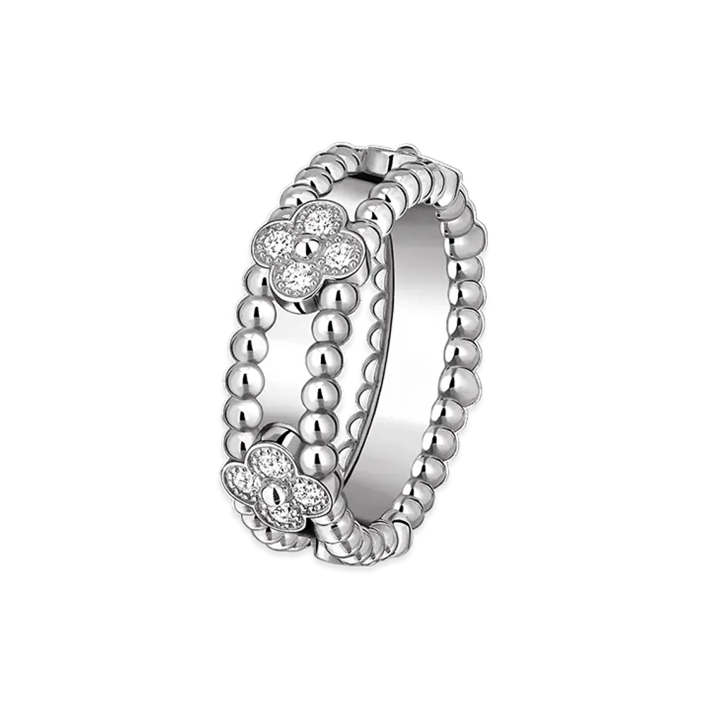 Van Cleef & Arpels Perlee sweet clovers ring "18K White gold/Diamond"