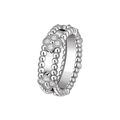 Van Cleef & Arpels Perlee sweet clovers ring "18K White gold/Diamond"
