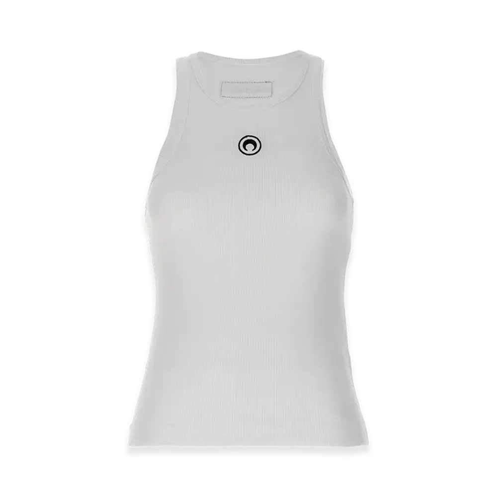 Marine Serre Women's Stretch Cotton Tank Top "White"