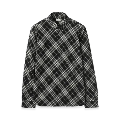 Burberry Relaxed Fit Check Cotton Flannel Shirt "Black"