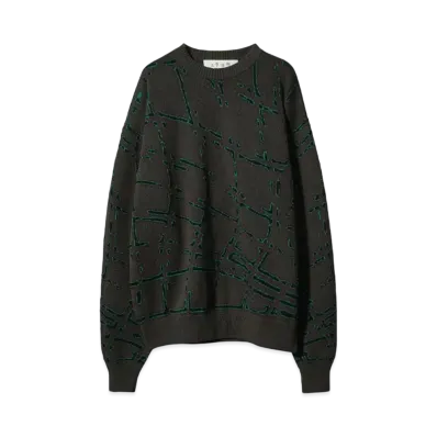 Bal NET JACQUARD COTTON CREWNECK SWEATER "FOREST"