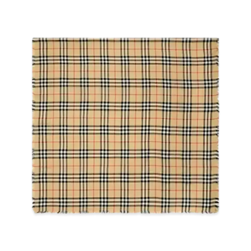 Burberry Check Cashmere Silk Scarf "Sand"