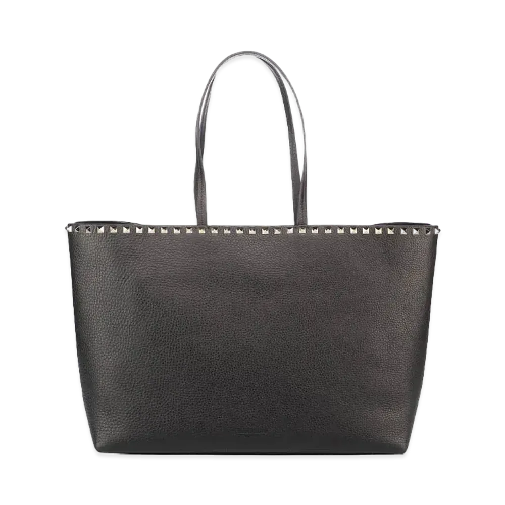 Valentino Rockstud Grainy Calfskin Tote Bag "Black"