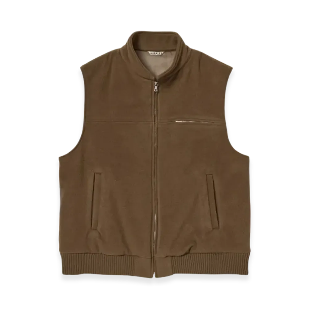 AURALEE Cashmere Wool Mosser Vest "Brown"