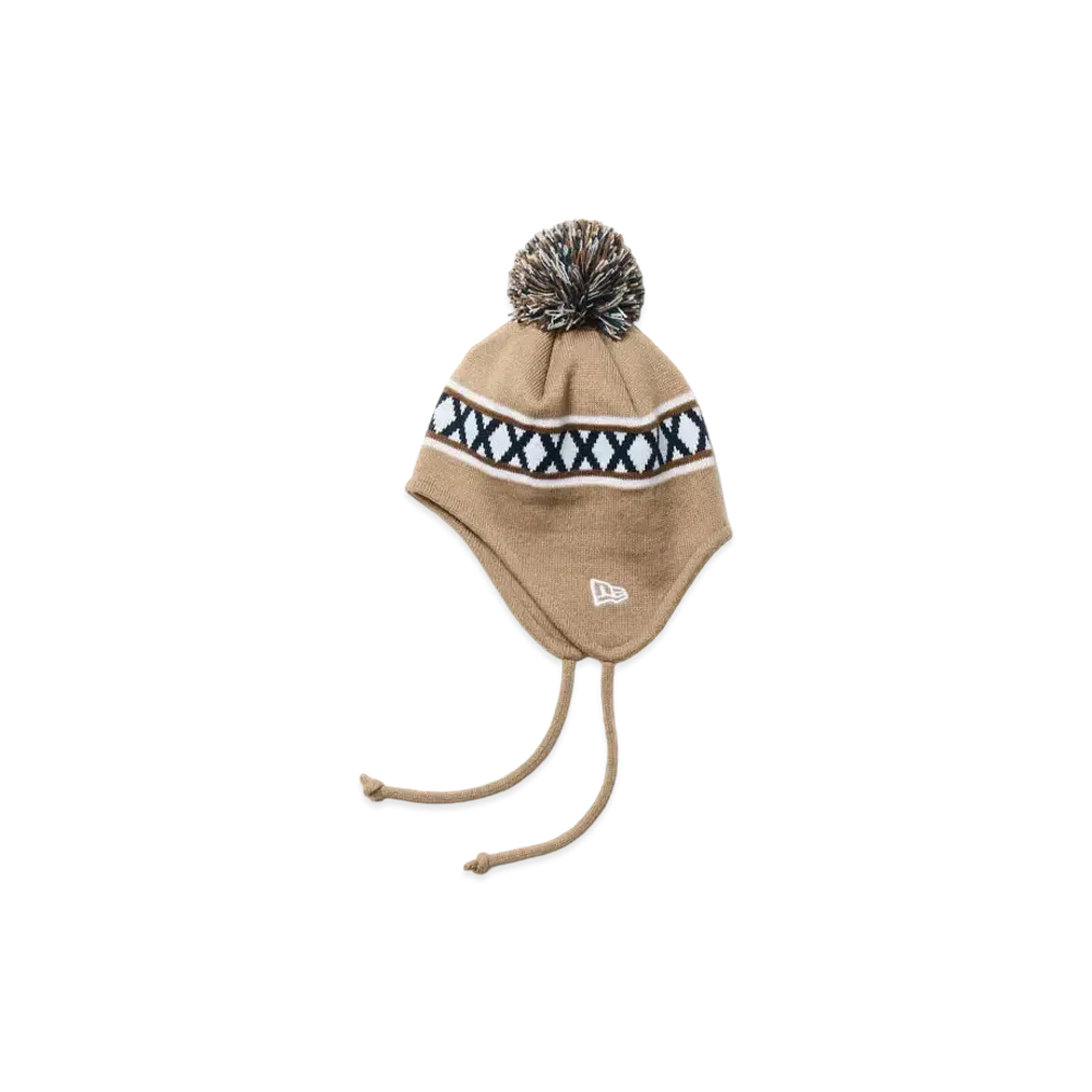 NEW ERA Kid's Pom Pom Knit Ear Flap "Beige/Off White"