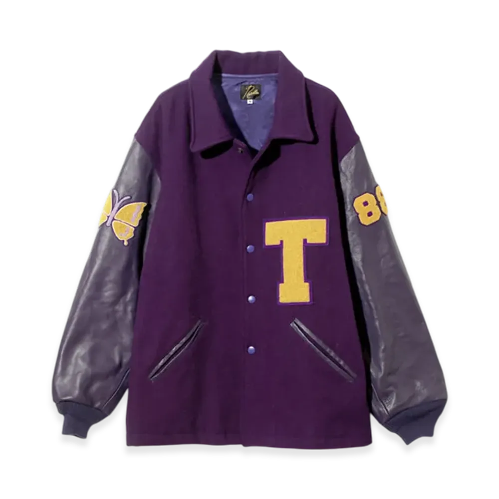 NEEDLES Lettered Coat - Wool Melton "Purple"