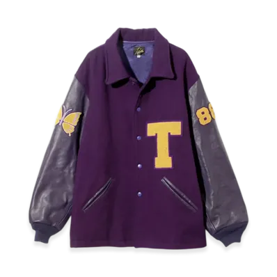 NEEDLES Lettered Coat - Wool Melton "Purple"