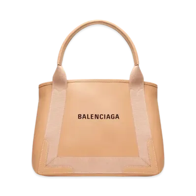 BALENCIAGA Navy Small Cabas "Beige"