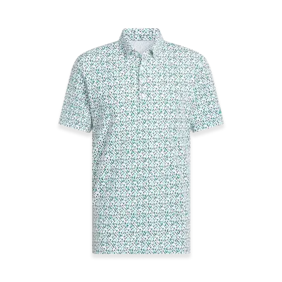 adidas Golf Ultimate365 Micro Argyle Polo Shirt "White/Pure Teal"