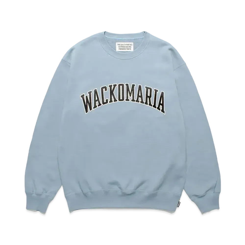 WACKO MARIA Middle Weight Crew Neck Sweat Shirt "Blue"