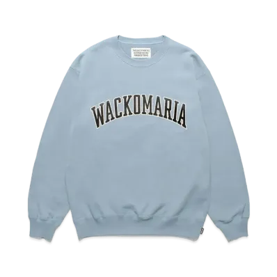 WACKO MARIA Middle Weight Crew Neck Sweat Shirt "Blue"
