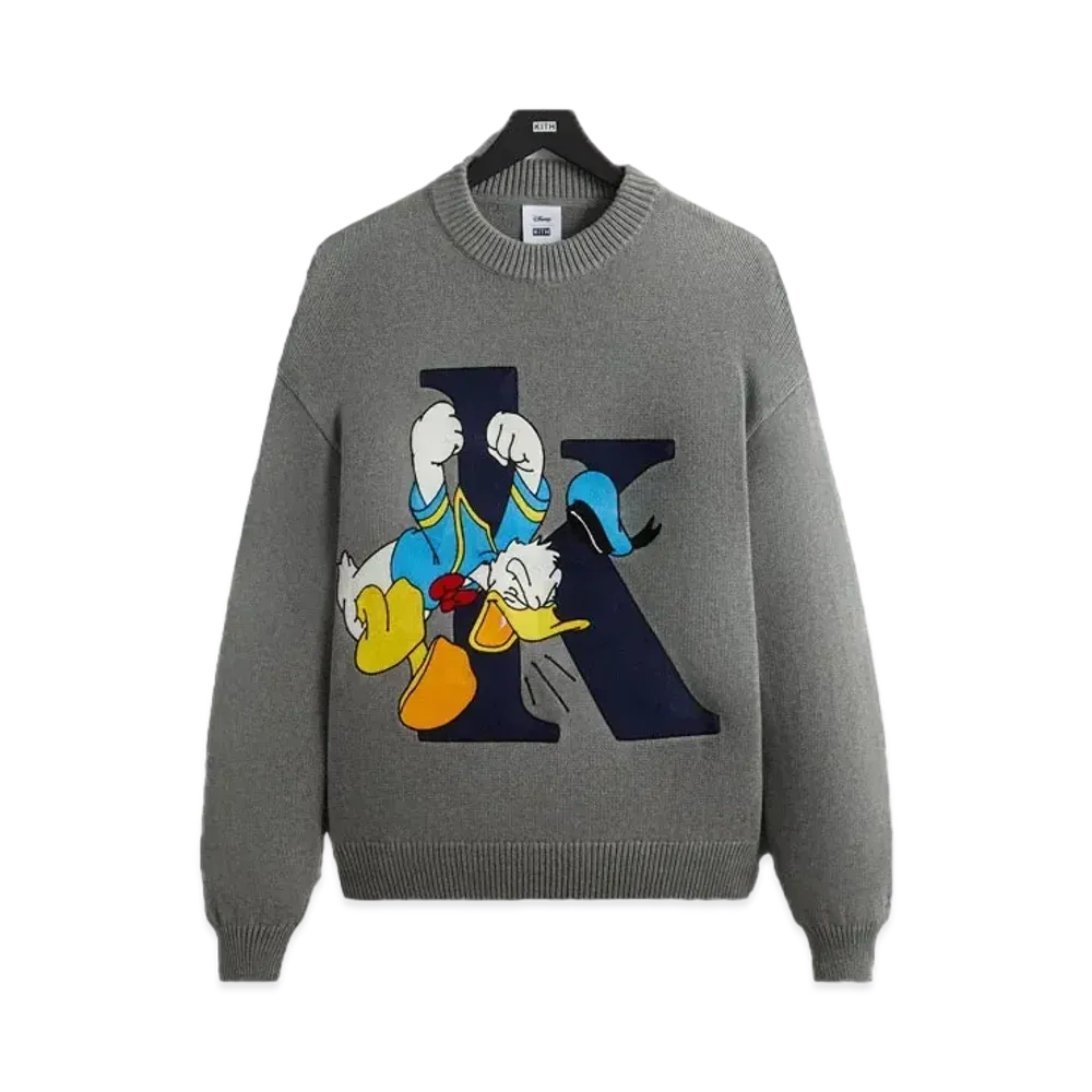 Kith x Disney Mickey & Friends Donald K Crewneck Sweater "Medium Heather Grey"