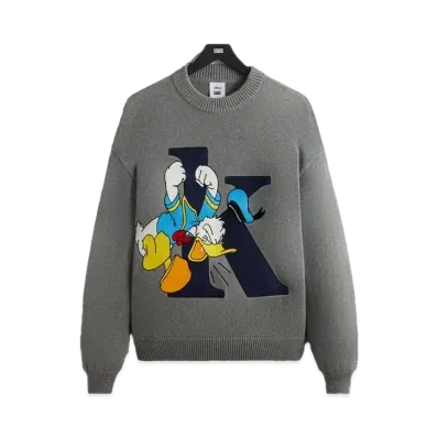 Kith x Disney Mickey & Friends Donald K Crewneck Sweater "Medium Heather Grey"