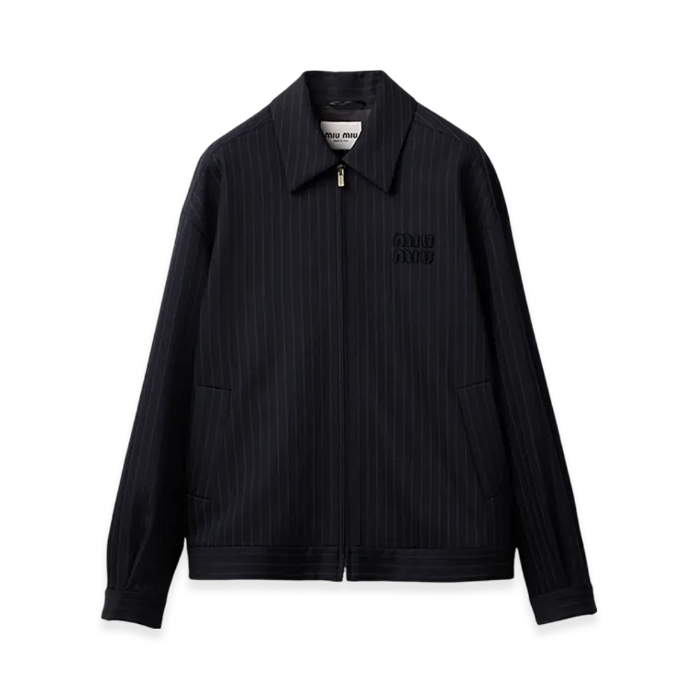 MIU MIU Women's Pinstripe Blouson Jacket "Navy"