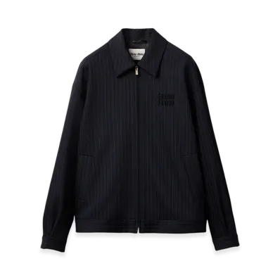 MIU MIU Women's Pinstripe Blouson Jacket "Navy"