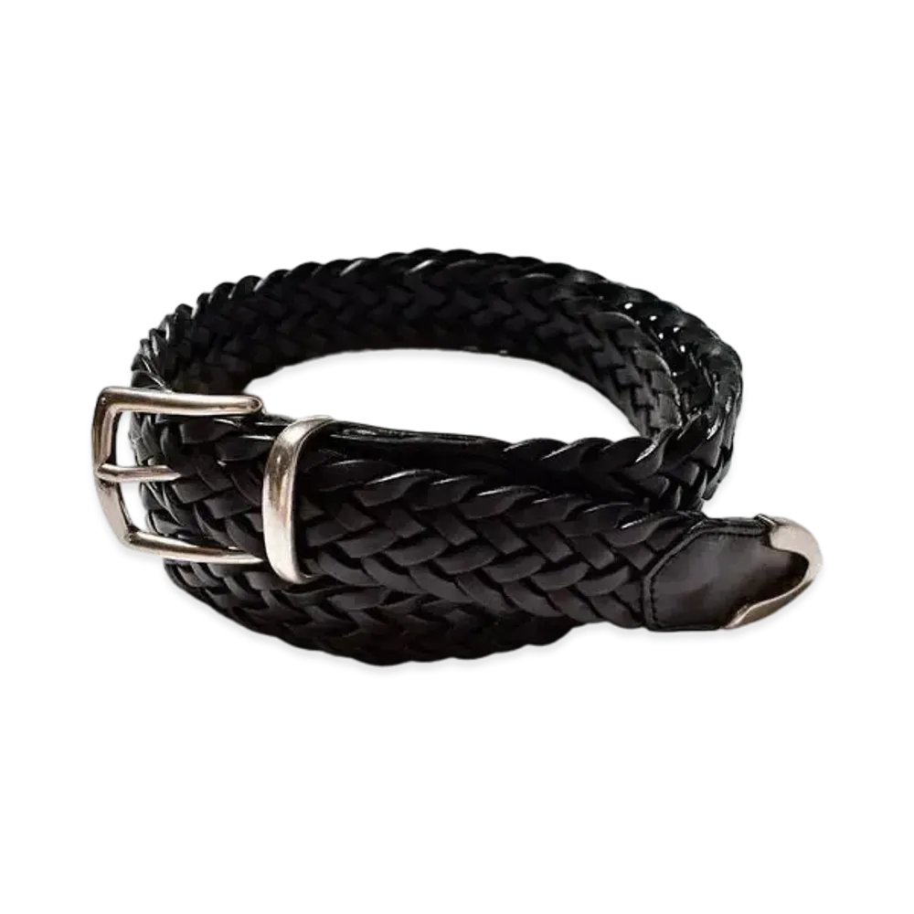 MINEDENIM Pull Up Leather Mesh Belt "Black"