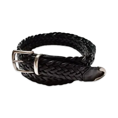 MINEDENIM Pull Up Leather Mesh Belt "Black"