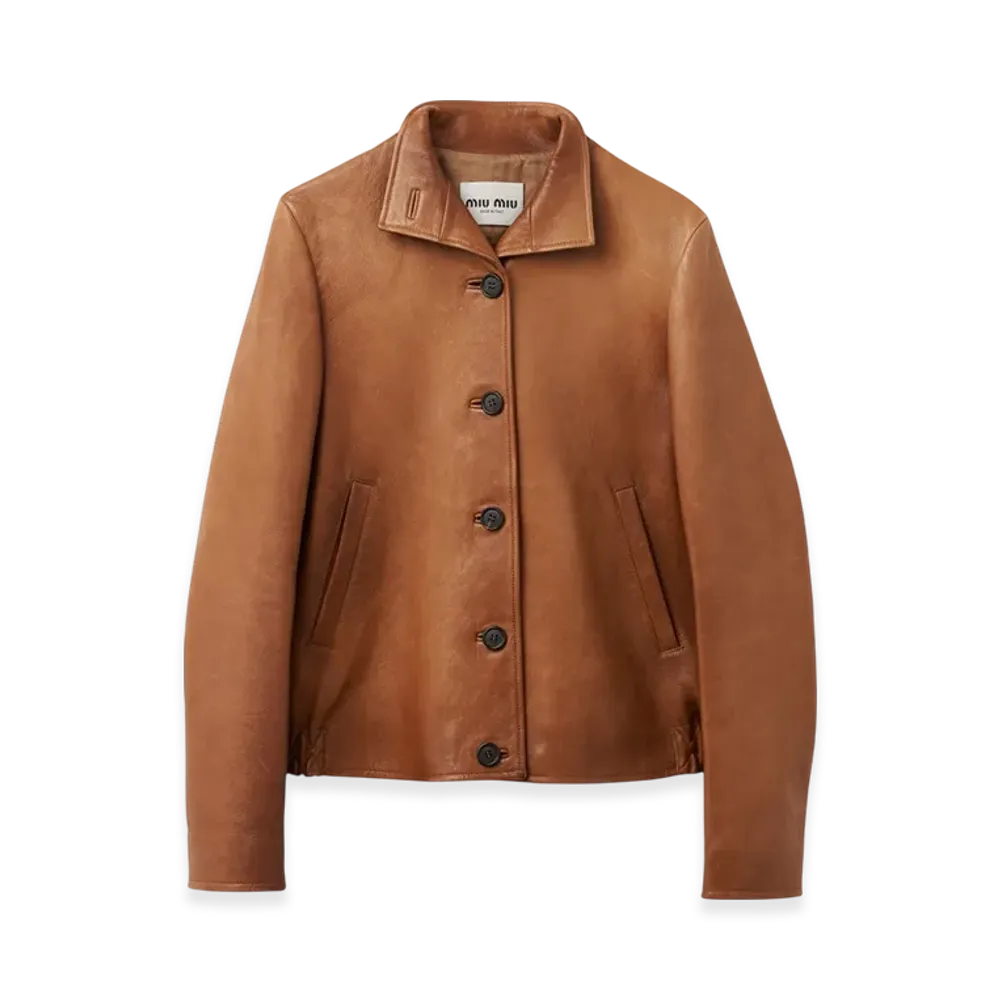 MIU MIU Women's Nappa Leather Jacket "Caramel"