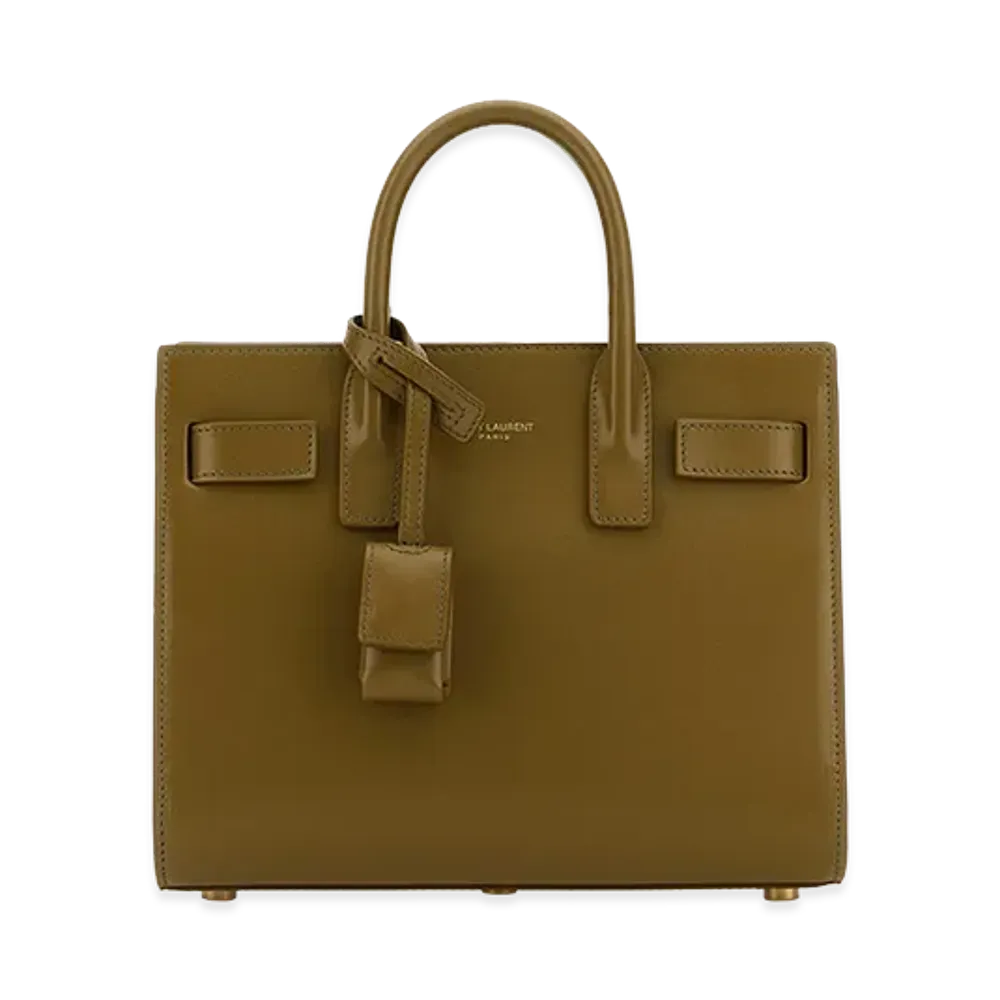 Saint Laurent Women's Khaki Leather Nano Sac De Jour Handbag "Green"
