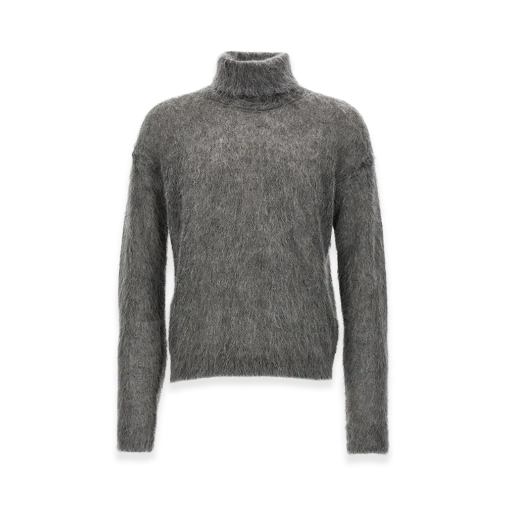 Saint Laurent Mohair Turtleneck Sweater "Gray"