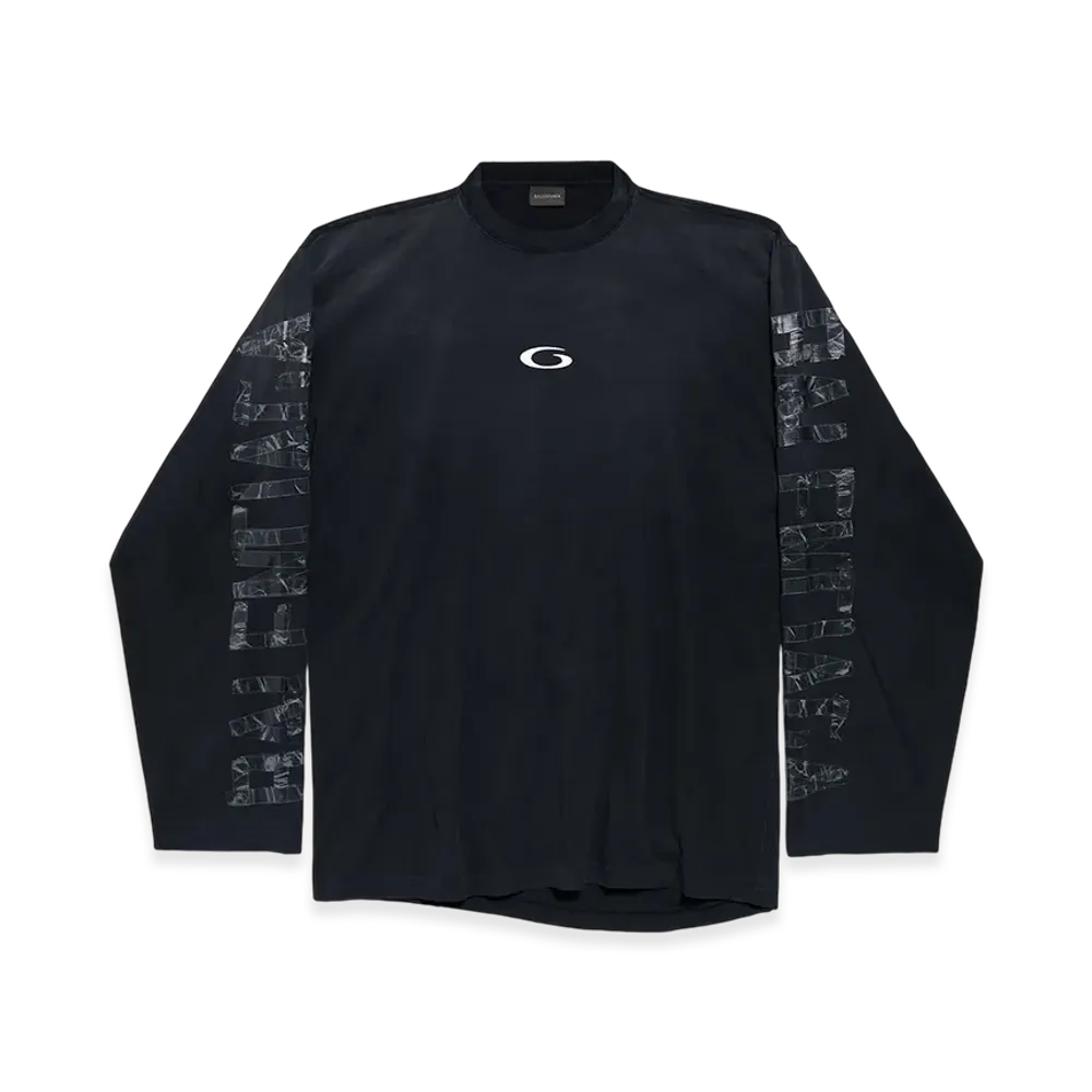 BALENCIAGA Transparent Tape Shifted Oversize Long Sleeve T-shirt "Faded Black"