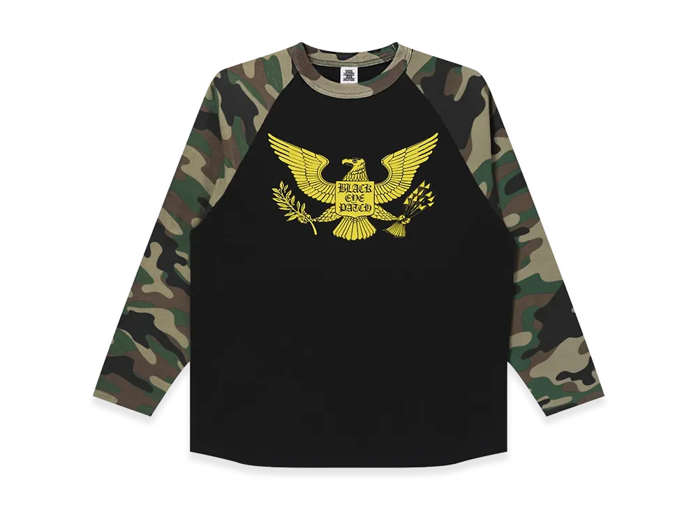 BlackEyePatch Condor Raglan L/S Tee "Black/Woodland Camo"