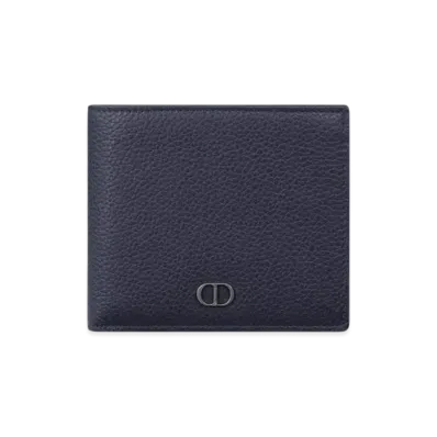 Dior CD Icon Bifold Wallet Grained Calfskin "Navy Blue"